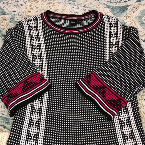 Asos size 4 unique sweater knit Aztec print dress - Picture 6 of 9